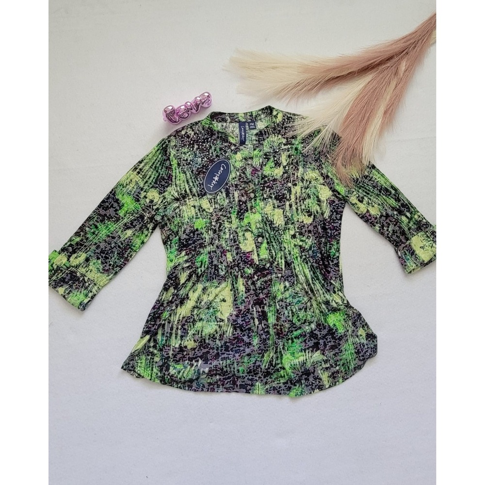 Casey Key PM Petite Midium Stretchy Color‎ Green Long Sleeve